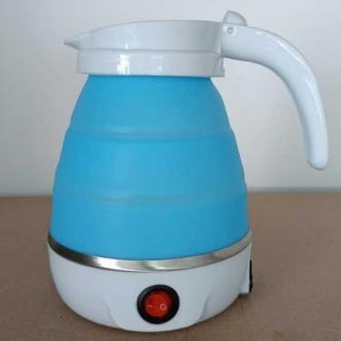 Imagem de Chaleira Elétrica Retrátil 600ml 110v Silicone Esquentar Leite Café Chá água(AZUL)