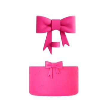 Imagem de AXMCCH Tampa de garrafa de silicone de 7,5 cm e topo de canudo em forma de laço de 10 mm para copo Stanley de 340 a 1,134 g (2 peças rosa B)