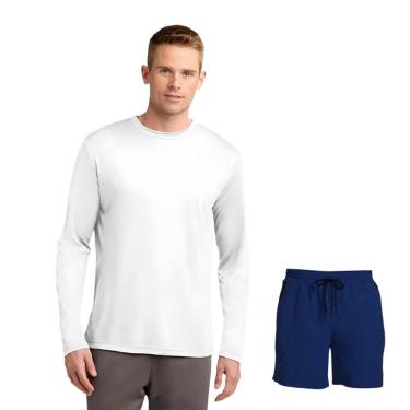 Imagem de Kit Shorts Bermuda TACTEL + Camiseta Academia MASCULINO MANGA LONGA PROTEÇÃO UV SOLAR 733-Masculino