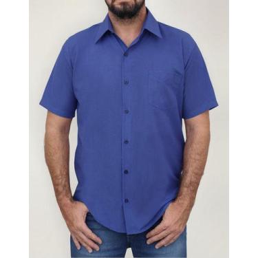 Imagem de Camisa Social Manga Curta Masculina Com Bolso Básica P Ao G4 - Maximus