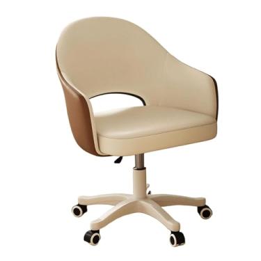 Imagem de YPDJVLTI Cadeira de escritório de couro PU cadeiras de mesa com apoio de braço e cadeira de escritório giratória ajustável cadeira de escritório