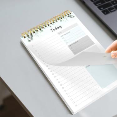 Imagem de Bloco de notas para fazer agenda diária bloco de notas B5 espiral com agenda organizadora lista de tarefas para escritório em casa (verde claro, 26,2 x 16,5 cm)