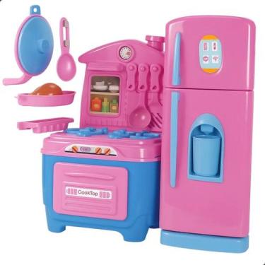 Imagem de Kit Cozinha Simples Fogão + Geladeira Kids Brinquedo Infantil Zucatoys