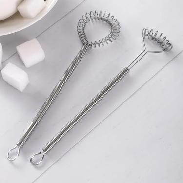 Imagem de Batedores de mola de aço inoxidável, batedores de balão ergonômicos para assar, misturar ovos, creme, massa - alça antiderrapante, à prova de ferrugem para casa, café, bar (design criativo de bobina
