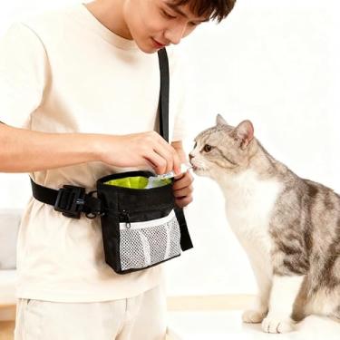 Imagem de Bolsa de petiscos para cães, bolsa de treinamento leve para animais de estimação com clicker de treinamento, grande capacidade, armazenamento de alimentos, resistente à água, refletiva (preto)