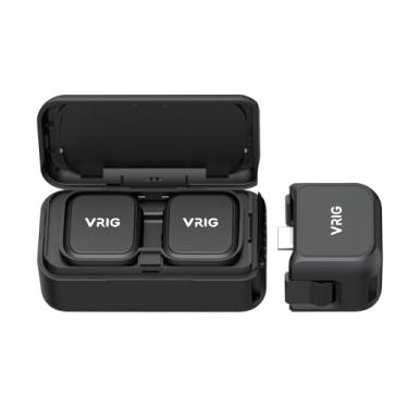 Imagem de VRIG Kit de microfone sem fio MC-02 (2 TX + 1 RX + estojo de carregamento) para DJI Osmo Pocket 3, mini microfone de lapela sem fio, acessório magnético, cancelamento de ruído, uso em 30 horas, Vlog