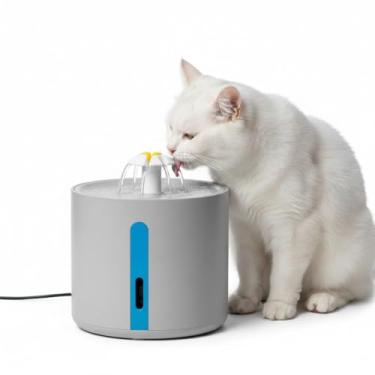 Imagem de Bebedouro Automático 2,4L Gatos Cães Fonte Silenciosa Com Filtro Triplo, Visor LED, USB, Luz Noturna e Fluxo 360°