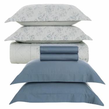 Imagem de Jogo de Colcha e Lençol Queen Karsten Algodão Egípcio, Bossa Azul