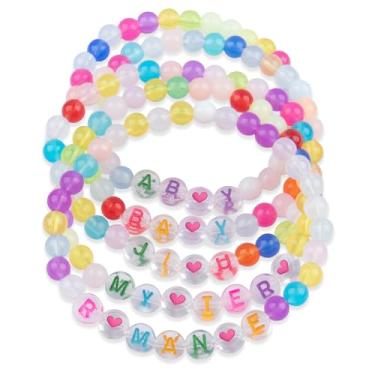 Imagem de Claire Katie Pulseiras elásticas empilháveis com contas de amizade, presentes de aniversário e Natal para pequenas fãs, joias de presente exclusivo, One Size, Acrílico, Sem Pedra Preciosa