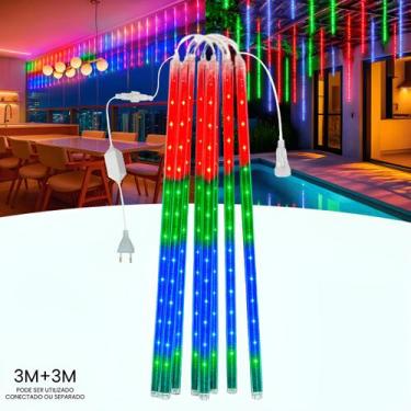 Imagem de Cascata 8 Tubos Led Bastão Chuva Meteoro Gelo Natal Luz Rgb - MGC