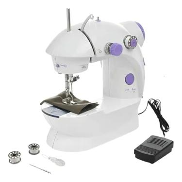 Imagem de Máquina de Costura Portátil Mini Elétrica Reta com Pedal Branco