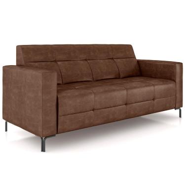 Imagem de Sofá 3 Lugares Sala Living Industrial 200cm Senna K01 Couríssimo Marrom - Lyam Decor