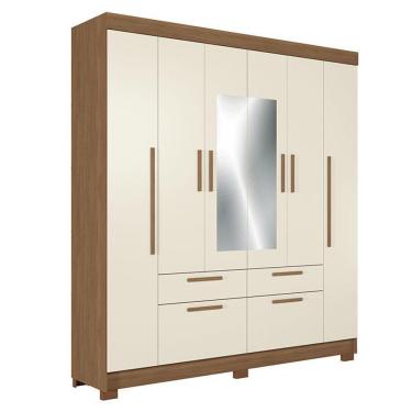 Imagem de Guarda Roupa Casal 6 Portas Guarapuava Com Espelho Jatobá Areia - Santos Andirá