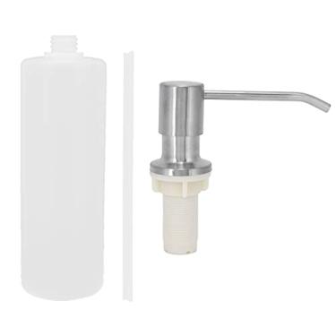 Imagem de Dispensador de sabão líquido de aço inoxidável, recipiente de bomba, dispensador para cozinha, banheiro, pia, bancada, superfície escovada, capacidade de 350ml