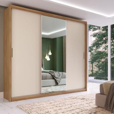 Imagem de Guarda Roupa Roupeiro Dalila 3 Portas com Espelho 4 Gavetas e 5 Prateleiras Amendola Of...