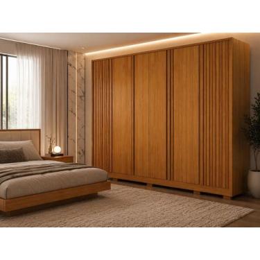 Imagem de Guarda roupa casal grande MDF ripado 6 portas Premium- Arbo - Arbo Des