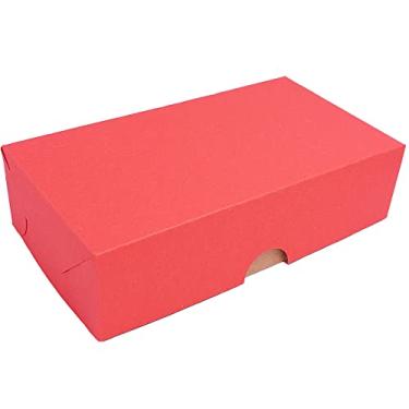 Imagem de 100 Caixas de papel kraft tampa vermelha, tamanho 15x8cm acompanha 800 forminhas formato de pétalas, ideal para 8 doces,