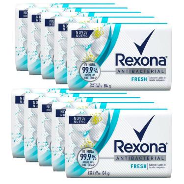 Imagem de Kit Sabonete Em Barra Rexona Antibacterial Fresh Branco 84g 10 Unidades