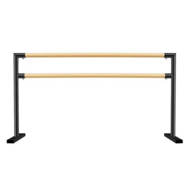 Imagem de Ballet Barre Haste de balé doméstica com cabo de madeira maciça, poste de dança de aço de dupla camada portátil, 3,3-8,2 pés, capaz de suportar 500kg (Color : Black, Size : 1.5M/5FT)