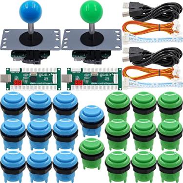 Imagem de SJ@JX Arcade Game 2 Player Controller DIY Kit Microswitch Recessed Button 4&8 Way Joystick Zero Delay USB Encoder Fighting Stick Handles Console for PC MAME Raspberry Pi Retropie