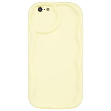 Imagem de Cyberowl Capa protetora para celular compatível com iPhone 6/6S 4,7 polegadas fofa Kawaii creme encaracolado em forma de moldura de silicone macio à prova de choque para mulheres meninas amarelo