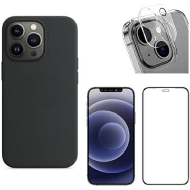 Imagem de Kit Capa Anti Impacto Aveludada + Película 3D + Pel Câmera Para iPhone 11 12 13 Pro Max 14 (iPhone 12)