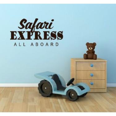 Imagem de Wall Decor Plus More Adesivo de parede Safari Express All Aboard para quarto de criança 100 cm L x 21 cm A - Marrom chocolate marrom