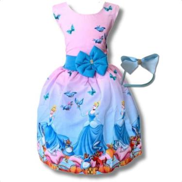 Imagem de Vestido Infantil Temático Cinderela Cindi Luxo Regata - Pequenos Encan