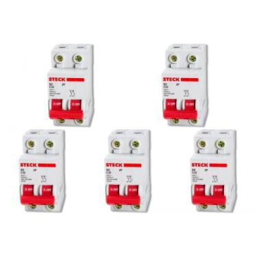Imagem de Kit C/5 - Disjuntor Steck Din Bipolar 63A Sd62 C  Sdd62C63