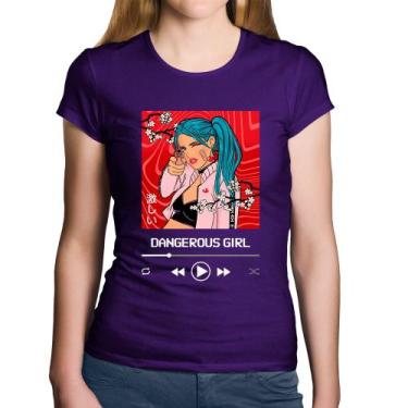 Imagem de Baby Look Algodão Dangerous Girl - Foca na Moda, Roxo, GG