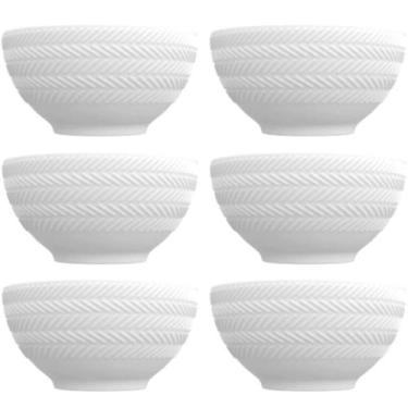 Imagem de Jogo 6 Bowls Tigelas Porcelana 400ml Chevron Germer Branca Sobremesas 