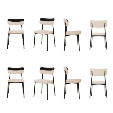 Imagem de Kit com 8 Cadeiras para Sala de Jantar Mona Yescasa Areia Corriente /Preto