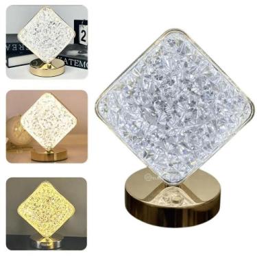 Imagem de Luminária Decorativa Diamante 3D LED Touch com 3 Cores e Bateria Recar