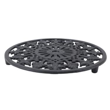 Imagem de Quente Trivet Fundido Trivet Vintage Redonda Pan de Prato Quente Com Pés de Borracha para Decoração de Bancada para Jantar de Cozinha