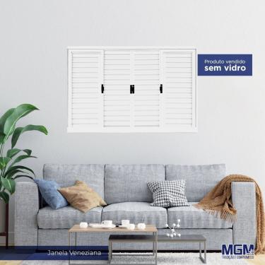 Imagem de Janela Veneziana 6 Folhas Sem Vidro 120X150 Mgm Branco Branco