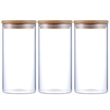 Imagem de Kit 3 Potes Herméticos Vidro Tampa Bambu 20 x 10 cm 1400ml