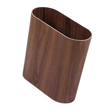 Imagem de IEUDNS Lixeira portátil, enfeite, resistente, com tampa aberta, lixeira de 6L para sala de estar, lavanderia, cozinha e banheiro, Marrom Escuro