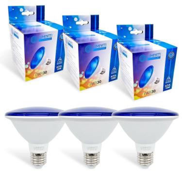 Imagem de 3x Lâmpada Par30 10w Azul Decoração Piscina Ip65 Prova Dágua