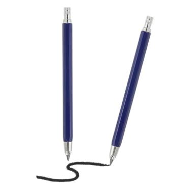 Imagem de PATIKIL 2 lapiseiras de 4,0 mm, suporte mecânico para lápis de chumbo, grande suporte de plástico automático com apontador para grafite, lápis, desenho, arte, esboço, madeira, azul