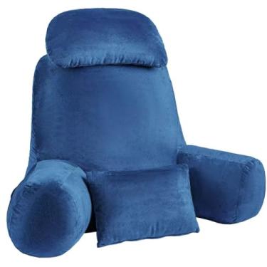 Imagem de NOONTIDE Travesseiro de leitura para adultos sentados na cama: travesseiro traseiro GG de 81 cm com rolo de pescoço removível e almofada individual, capa lavável para sentar, assistir TV/jogar/relaxar