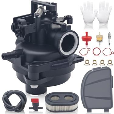 Imagem de Kit de carburador 285318 compatível com Craftsman M220 12A-A26B793 594106 590548 595658 compatível com a maioria dos motores Briggs and Stratton, carburador de grama com tampa de filtro de ar