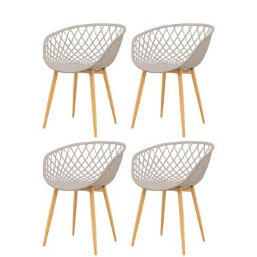 Imagem de Kit 4 Cadeiras Clarice Rivatti Polipropileno Nude Base Metal