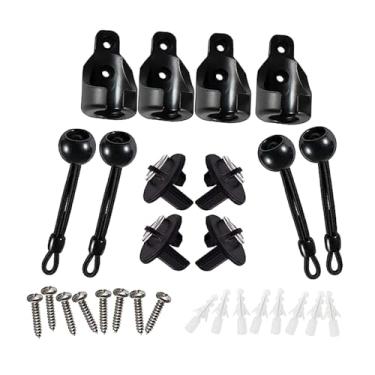 Imagem de KiBcsLic Conjunto de 16 peças de cordas de amarração elástica para persianas e sombras, acessórios de fixação, kit universal de cordas elásticas para áreas, Preto