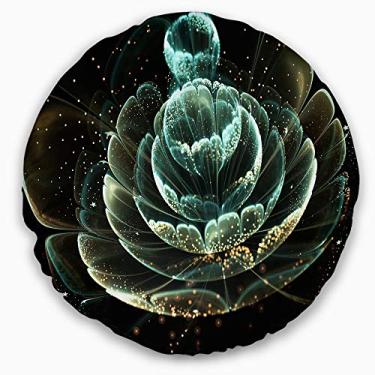 Imagem de Designart Flor fractal verde claro arte digital sala de estar redonda, sofá, almofada de alta qualidade + capa de almofada impressa em ambos os lados 40 cm