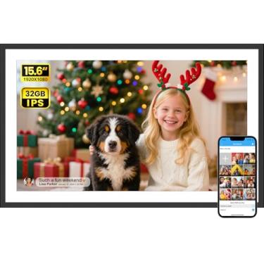 Imagem de Porta-retrato digital SSAWIFRAME de 39.6 cm grande 32 GB WiFi, fácil de compartilhar fotos e vídeos via aplicativo gratuito, tela sensível ao toque IPS, rotação automática, envie 50 fotos uma vez sem