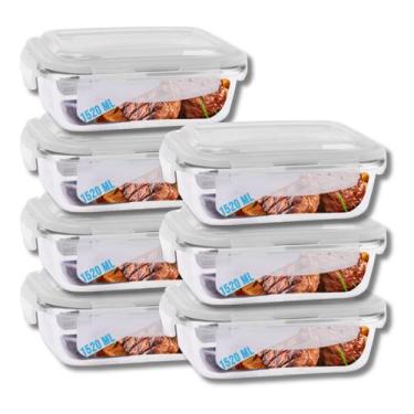 Imagem de 7 Potes Herméticos 1520ML p/ Forno Airfryer Assados c/ Tampa - QUALITY