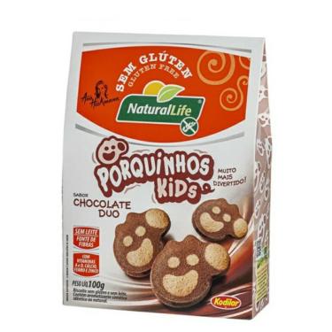 Imagem de Biscoito Porquinhos Kids Sem Glúten Sabor Chocolate Duo 100g