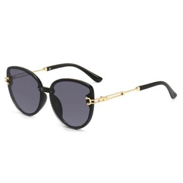 Imagem de Óculos de sol estilo gatinho, armação de metal, preto, azul, vermelho, UV400, preto, cinza, 145 mm, para áreas externas