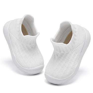 Imagem de Fahrerliebe Sapatos de meia para bebês meninos meninas sapatos antiderrapantes para primeira caminhada tênis leve infantil slip-on sola macia protege os dedos sapatos 6 12 18 24 meses, 2 - Branco, 2.5-3 years Toddler