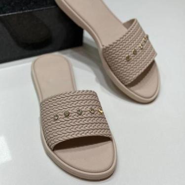 Imagem de Sandalia Feminina Strass Brilho Rasteirinha Antiderrapante Chinelo Adu